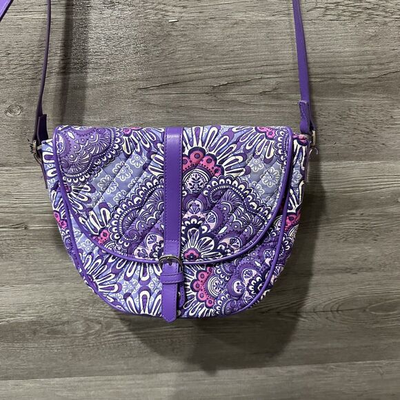 Vera Bradley Slim Saddle Bag - Lilac Tapestry Purple - Picture 1 of 8